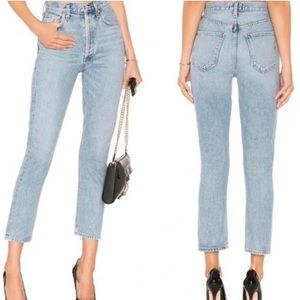 Agolde Riley High Rise Straight Crop Jeans Light Wash 25